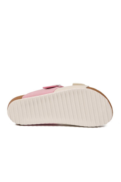 Beyaz Pembe Çift Bantlı Kadın Hafif Terlik BN-1451 Z