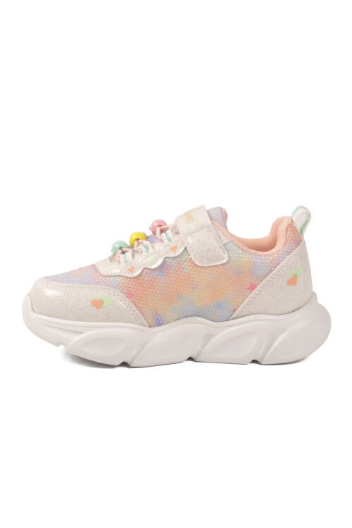 Beyaz Cırtlı Işıklı Hafif Kız Çocuk Spor Ayakkabı 1998 P