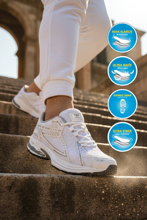 Beyaz Fileli Hafif Hava Alabilen Erkek Spor Ayakkabı 1505 Ruth M