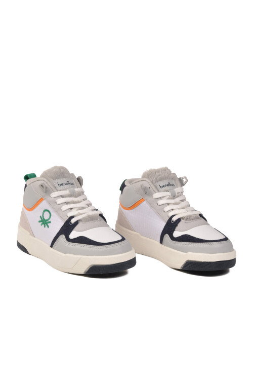 Beyaz Bilek Boy Bağcıklı Unisex Hi Sneaker BN-31210 G