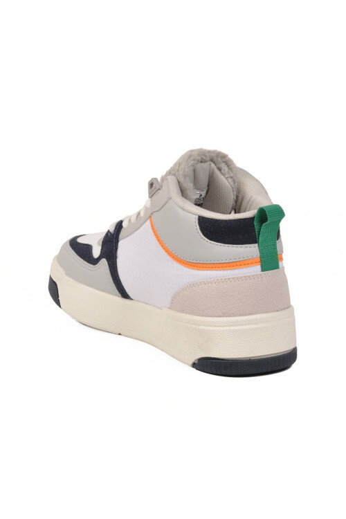 Beyaz Bilek Boy Bağcıklı Unisex Hi Sneaker BN-31210 G