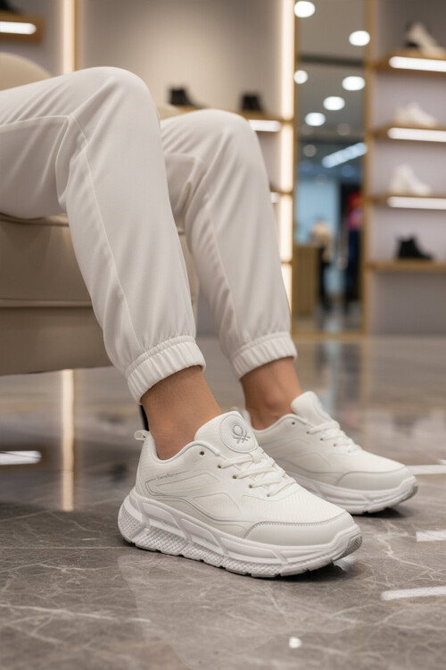 Beyaz Fileli Hafif Esnek Hafızalı Taban Unisex Spor Ayakkabı BNI-11500 G