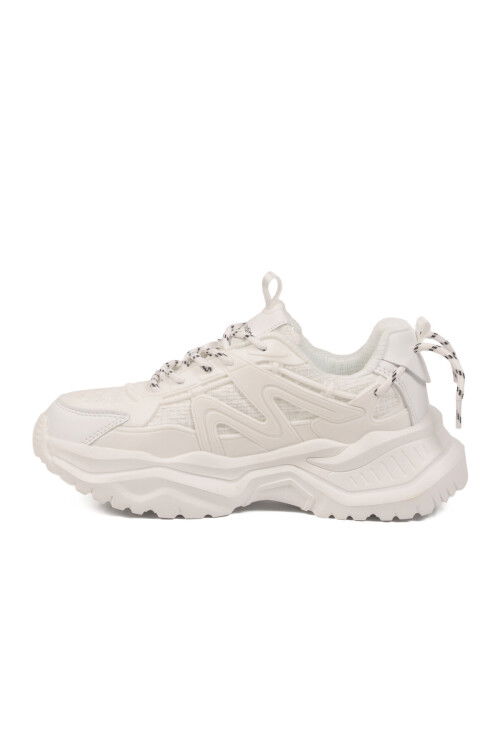 Beyaz Hafızalı Taban Hafif Bağcıklı Kadın Spor Ayakkabı PCI-11075 G