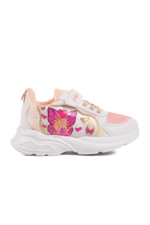 White Powder Mesh Velcro Girls Sneakers Ruffon P
