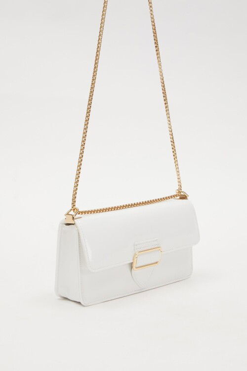 Beyaz Rugan Kadın Omuz Çantası 930191