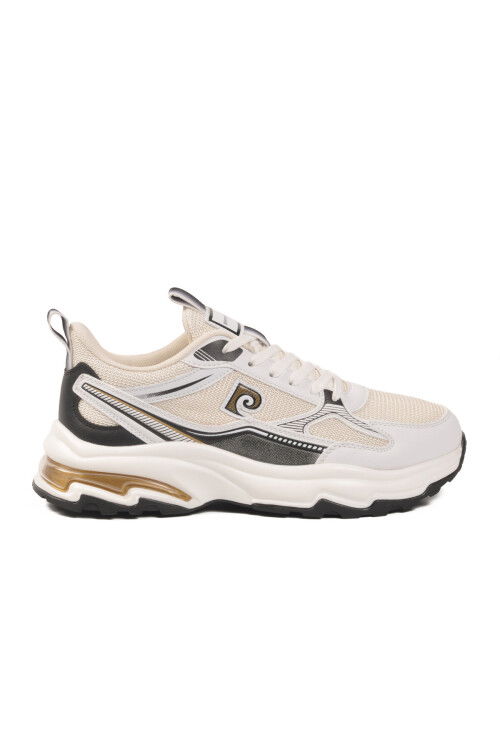 Beyaz Siyah Fileli Hafif Esnek Hafızalı Taban Erkek Spor Ayakkabı PCI-11349 M