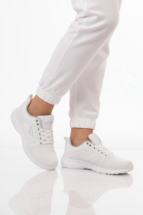 Beyaz Fileli Hafif Bağcıklı Esnek Unisex Spor Ayakkabı 020 G
