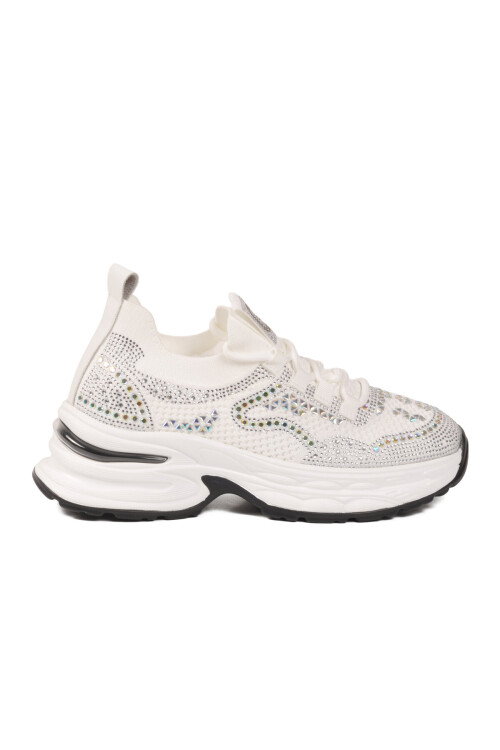 Beyaz Anorak Hafif Taşlı Kadın Casual Ayakkabı 26Y303 G