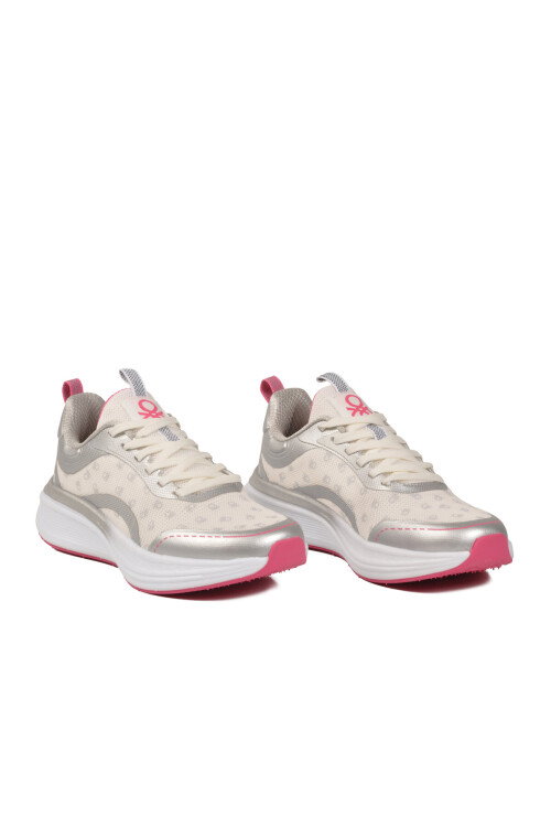 Beyaz Fileli Hafif Esnek Kadın Spor Ayakkabı BNI-11441 G