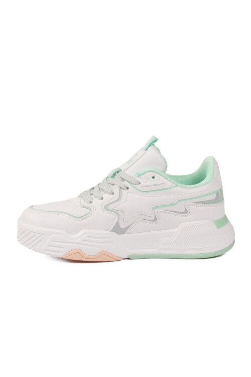 Beyaz Yeşil Bağcıklı Kadın Spor Ayakkabı BNI-11512 G