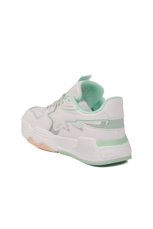 Beyaz Yeşil Bağcıklı Kadın Spor Ayakkabı BNI-11512 G