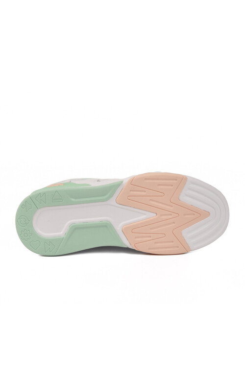 Beyaz Yeşil Bağcıklı Kadın Spor Ayakkabı BNI-11512 G