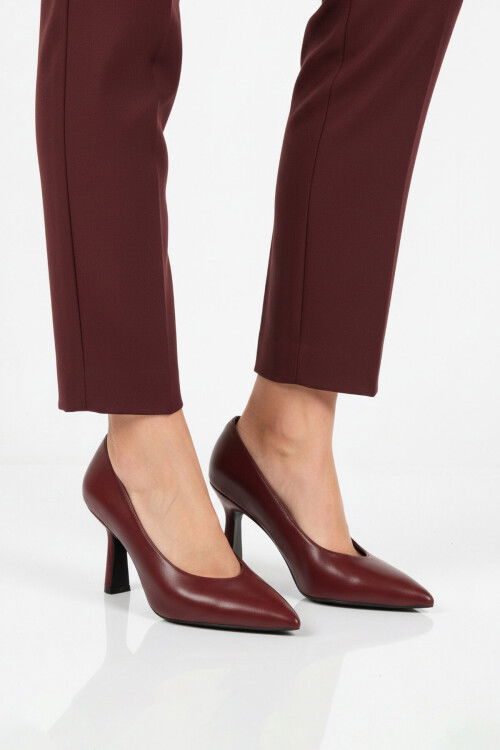 Bordo Kadın İnce Topuklu Ayakkabı 593052 Z