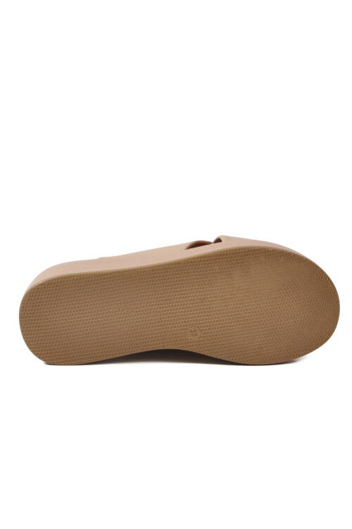 Bej Çapraz Bantlı Kadın Topuklu Terlik PC-54641 Z