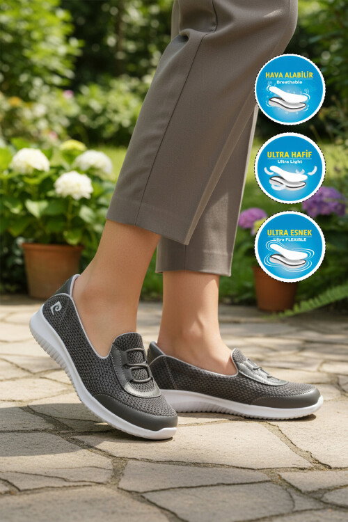 Füme Fileli Hafif Kolay Giyilebilir Kadın Günlük Ayakkabı PC-54698 Z
