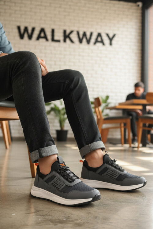 Smoked Lightweight Flexible Lock Laced Mens Sneakers Nans 6006 M