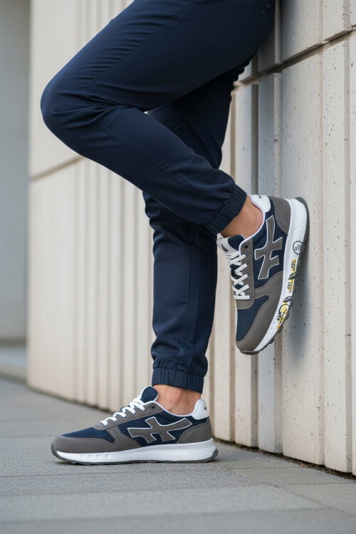 Füme Lacivert Fileli Hafif Erkek Spor Ayakkabı 2444 M