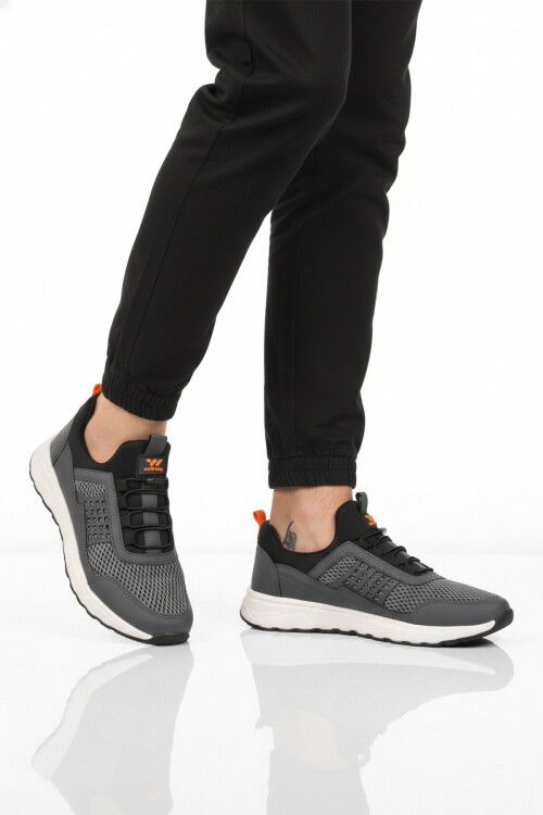 Füme Fileli Hafif Esnek Lastik Bağcıklı Erkek Spor Ayakkabı Motano M