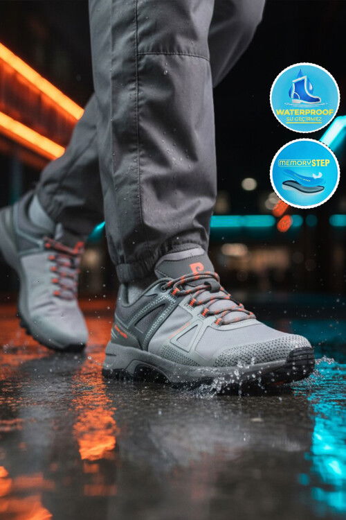 Füme Kaymaz Taban Su Geçirmez Erkek Outdoor Yürüyüş Ayakkabısı PCI-11625 M