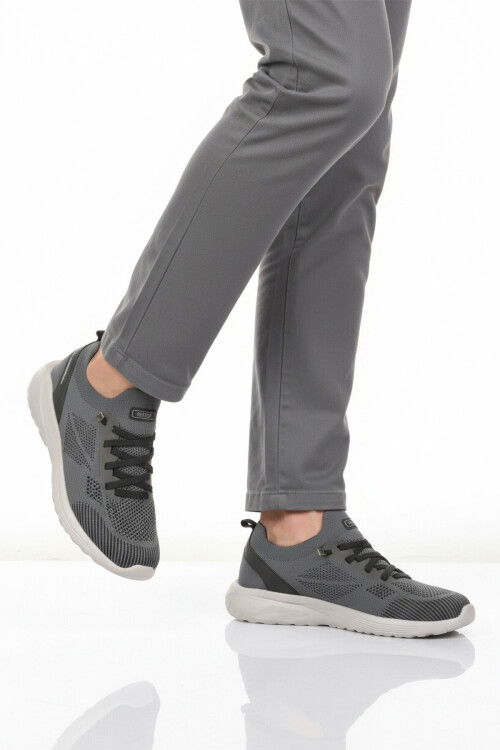 Füme Fileli Hafif Esnek Bağcıklı Erkek Spor Ayakkabı Bst-646 M