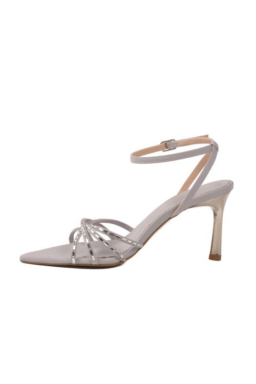 Gümüş Kadın İnce Topuklu Özel Gün Davet Abiye Ayakkabı 681137 Z