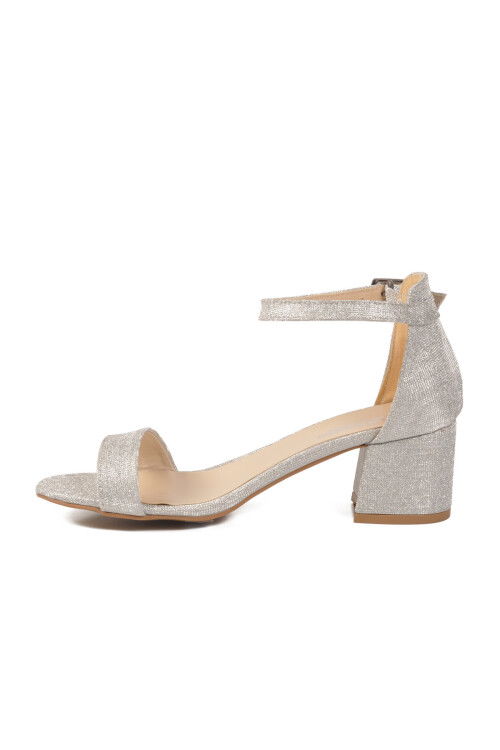 Gümüş Simli Kadın Topuklu Abiye Ayakkabı 325157 Z