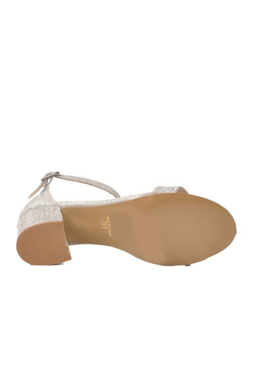 Gümüş Simli Kadın Topuklu Abiye Ayakkabı 325157 Z