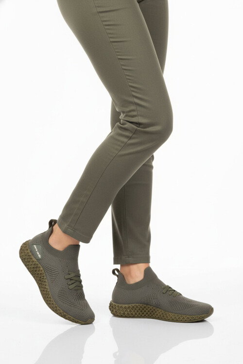 Haki Fileli Hafif Kolay Giyilebilir Unisex Spor Ayakkabı PC-32711 G