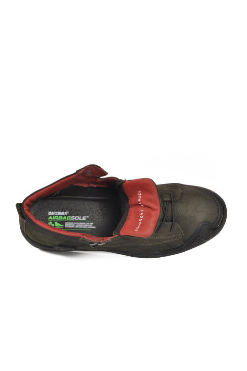 Haki Hakiki Deri Bağcıklı Kaymaz Taban Erkek Bot 152-14227 M