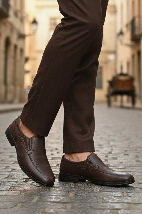 Kahve Bağcıksız Deri Jel Taban Anatomik Erkek Casual Ayakkabı 301 M