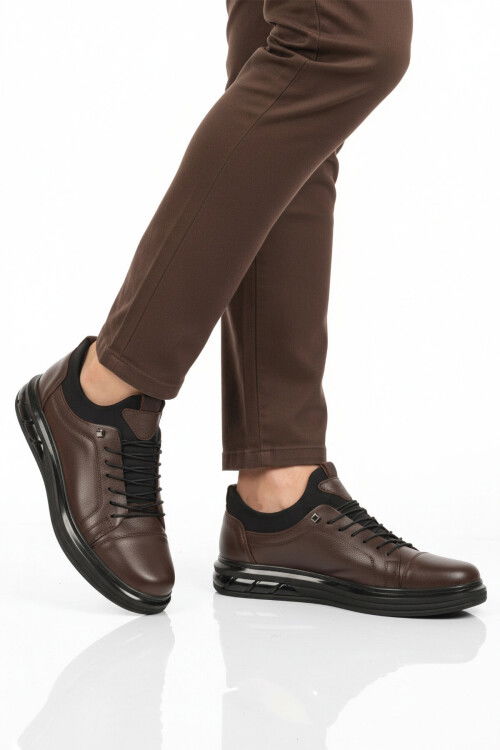 Kahve Hakiki Deri Ortopedik Erkek Casual Ayakkabı 117 M