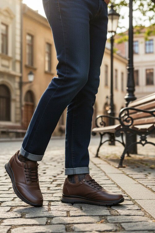 Kahve Hakiki Deri Anatomik Jel Taban Erkek Casual Ayakkabı 901 M