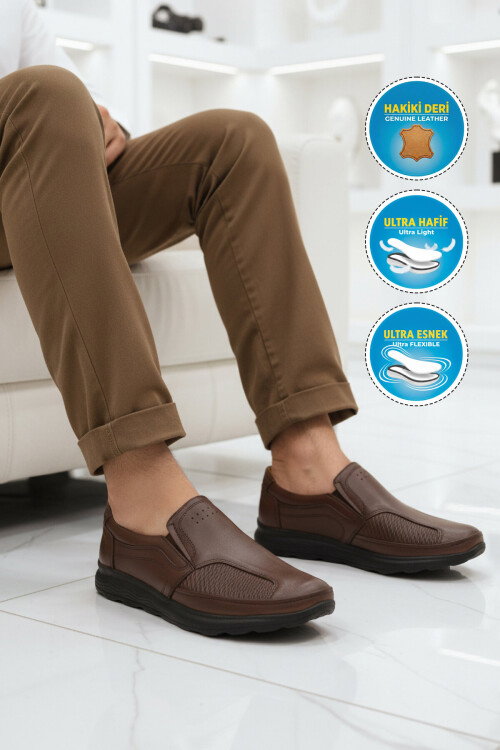 Premium Kahve Hakiki Deri Erkek Casual Ayakkabı 505 M