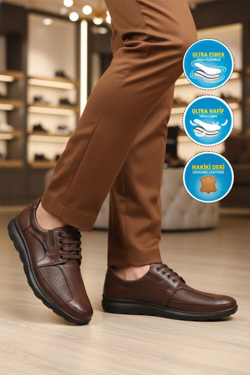 Premium Kahve Hakiki Deri Anatomik Erkek Casual Ayakkabı 506 M