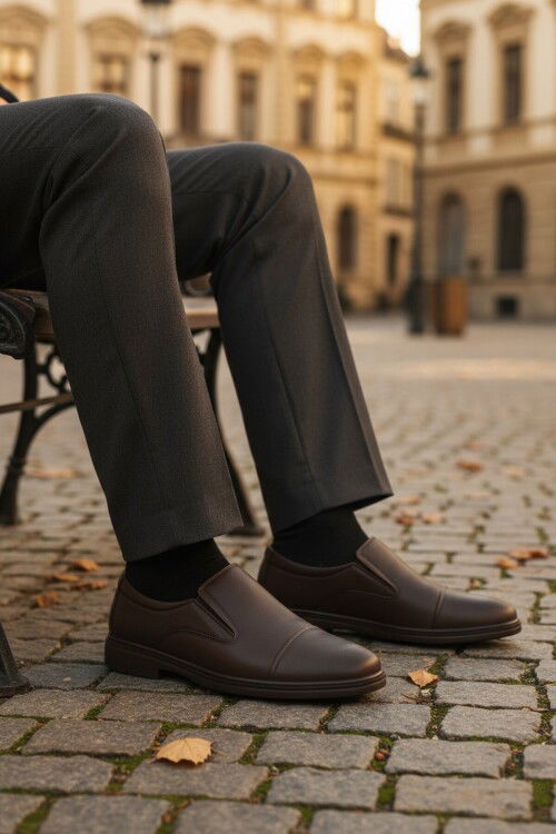 Kahve Hakiki Deri Jel Taban Anatomik Erkek Klasik Ayakkabı 425 M