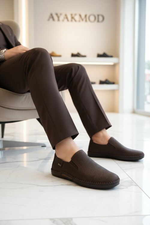 Kahve Nubuk Hakiki Deri Jel Taban Erkek Casual Ayakkabı 803 M