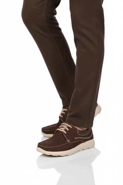 Premium Kahve Nubuk Hakiki Deri Erkek Casual Ayakkabı 2407 M