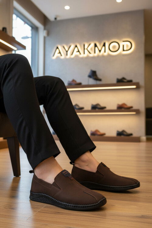 Kahve Nubuk Hakiki Deri Jel Taban Anatomik Erkek Casual Ayakkabı 308 M