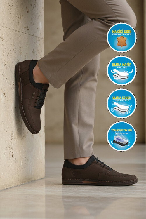 Kahve Nubuk Hakiki Deri Jel Taban Anatomik Erkek Casual Ayakkabı 418 M