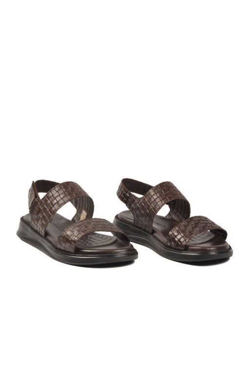 Kahve Lastikli Hafif Erkek Günlük Sandalet PC-7334 M