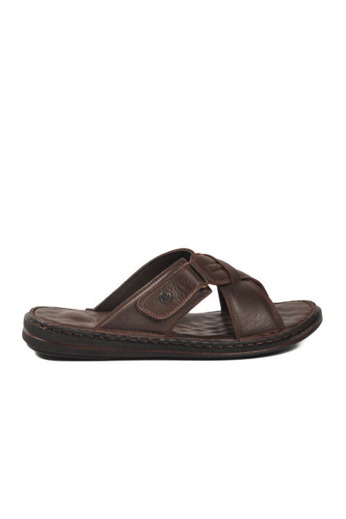 Kahve Hakiki Deri Hafif Erkek Günlük Terlik PC-7450 M