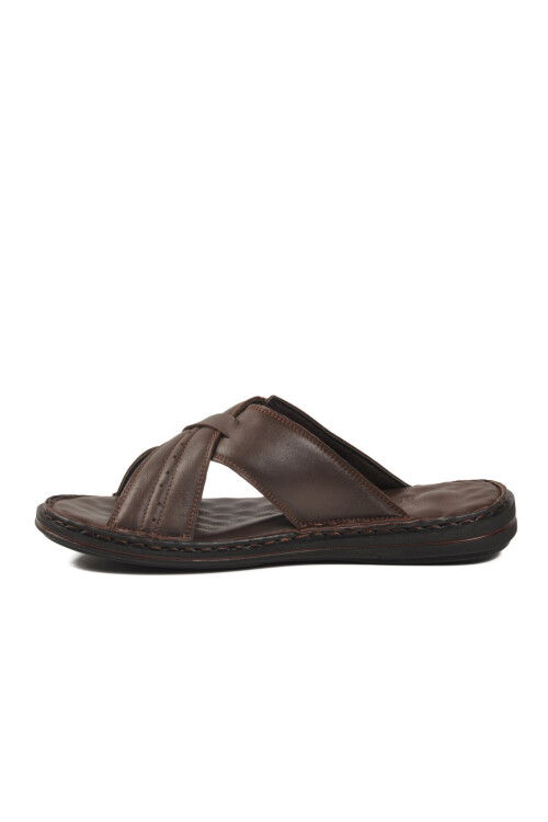 Kahve Hakiki Deri Hafif Erkek Günlük Terlik PC-7450 M
