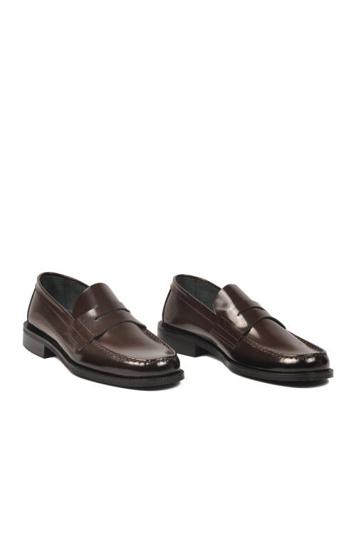 Kahve Rugan Hakiki Deri Erkek Klasik Ayakkabı 3577 M