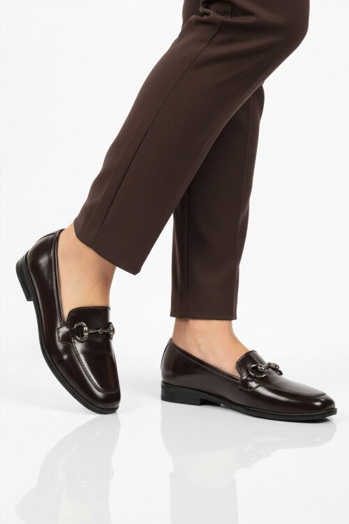 Kahve Rugan Hakiki Deri Kadın Casual Ayakkabı 214 Z