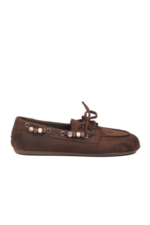 Kahve Süet Hafif Esnek Kadın Babet Ayakkabı 572489 Z