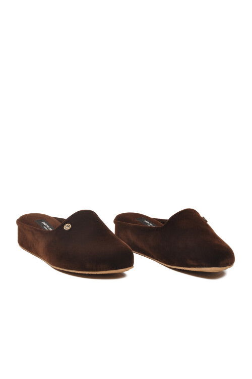 Kahve Süet Tekstil Hafif Önü Kapalı Kadın Ev Terliği PC-55372 Z