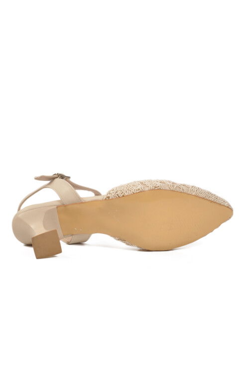 Cream Knitted Heeled Womens Evening Shoes PC-54660 Z