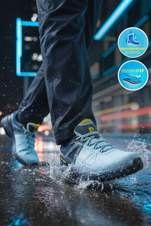 Lacivert Kaymaz Taban Su Geçirmez Erkek Outdoor Yürüyüş Ayakkabısı PCI-11625 M