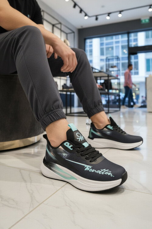 Lacivert Fileli Hafif Hafızalı Taban Kadın Spor Ayakkabı BNI-11496 G