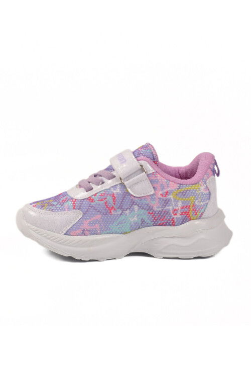Lila Fileli Cırtlı Kız Çocuk Spor Ayakkabı Ruffon P